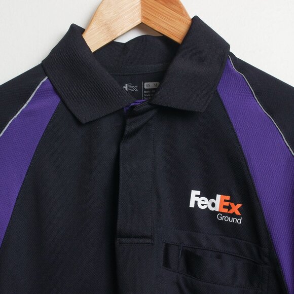 FedEx Employee Polo Mens Medium Black Purple - Picture 2 of 7